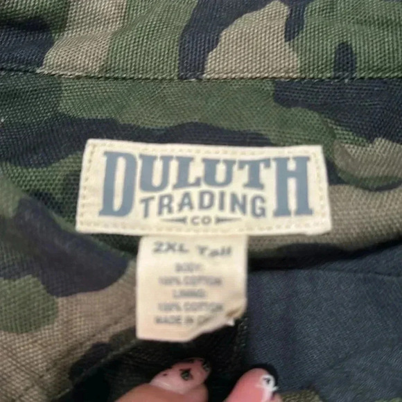 Duluth Trading Canvas Shirt Mens 2XL Tall Camo Fire Hose Limber Jac Heavyweight - Picture 4 of 7